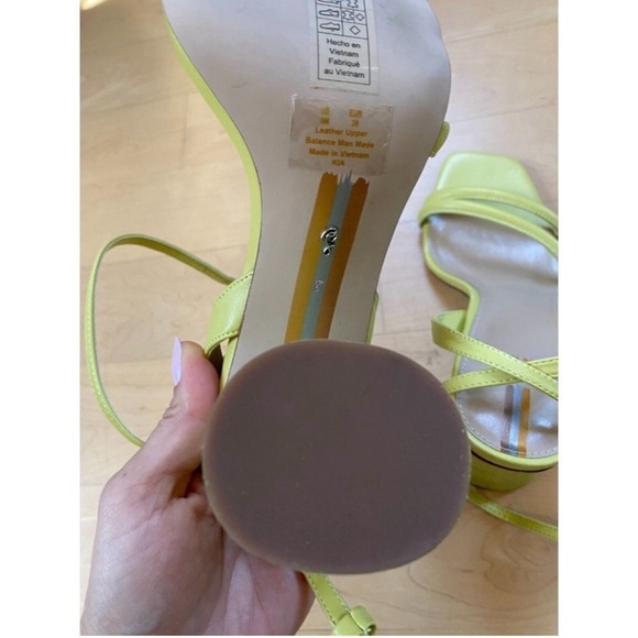 SAM Edelman Bnwot "Kia" Ankle Strap Block Heel Lime Green Women New - Picture 6 of 10